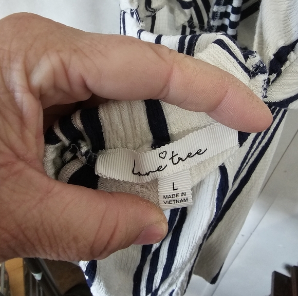 One Piece Striped Romper with Tie Back - Picture 3 of 6